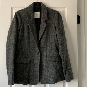 Worn Once! Abercrombie and Fitch Herringbone Tweed Wool Blend Blazer Jacket Coat